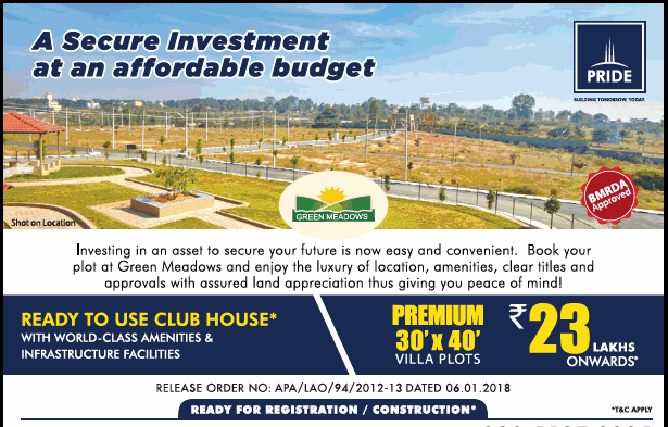 A secure investment at an affordable budget in Pride Green Meadows, Bangalore